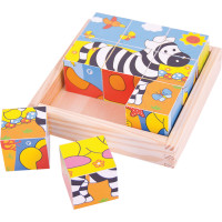 Bigjigs Toys Obrázkové kocky kubusy Safari 9 kociek