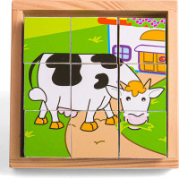 Bigjigs Toys Obrázkové kocky kubusy Zvieratká 9 kociek