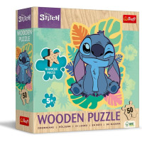 TREFL Drevené obrysové puzzle Stitch 50 dielikov