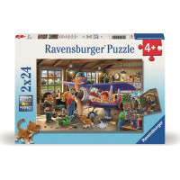 RAVENSBURGER Puzzle Staň sa opravárom lietadiel a vlakov! 2x24 dielikov