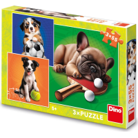 DINO Puzzle Psí športovci 3x55 dielikov