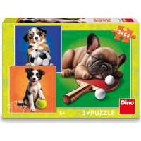DINO Puzzle Psí športovci 3x55 dielikov