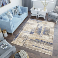 Kusový koberec ASTHANE Modern - biely/tmavomodrý/hnedý