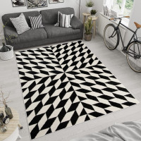 Kusový koberec MAROKO Geometric - čierny/biely