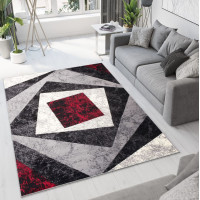 Kusový koberec TAPIS Vertigo - červený/sivý