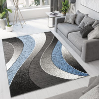 Kusový koberec TAPIS Waves - modrý/sivý