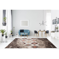 Moderný kusový koberec MATRA béžovo-červený H109A