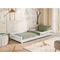 Detská Montessori posteľ z masívu borovice ALICE - 200x90 cm - BIELA