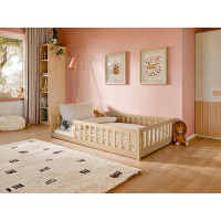 Detská Montessori posteľ z masívu borovice BETTY - 200x120 cm - PRÍRODNÁ