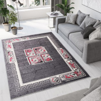 Kusový koberec TAPIS Quatro - sivý/červený