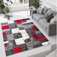 Kusový koberec TAPIS Retro - sivý/červený