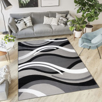 Kusový koberec TAPIS Vlny - šedý/tmavo šedý