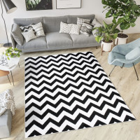 Kusový koberec TAPIS Cik cak - čierny/biely