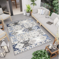 Kusový koberec AVENTURA Folk - modrý/šedý