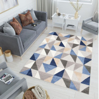 Kusový koberec AVENTURA Geometric - modrý/sivý