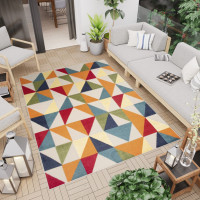 Kusový koberec AVENTURA Geometric - oranžový/sivý/modrý