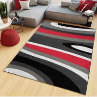 Kusový koberec MAYA Waves - červený/sivý