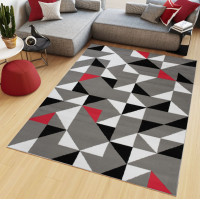 Kusový koberec MAYA Geometric - červený/sivý
