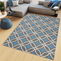 Kusový koberec MAYA Pattern - modrý/sivý