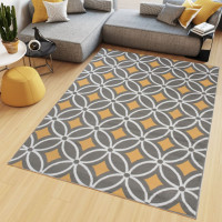 Kusový koberec MAYA Pattern - žltý/sivý
