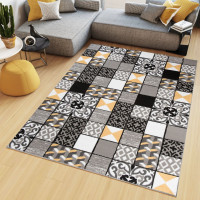 Kusový koberec MAYA Tiles - žltý/sivý