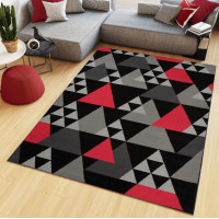 Kusový koberec MAYA Triangles - červený/sivý