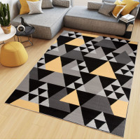 Kusový koberec MAYA Triangles - žltý/sivý