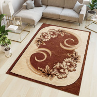 Kusový koberec ATLAS Flowers - hnědý/krémový