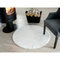 Kusový okrúhly koberec RABBIT FUR - imitácia králičej kožušiny - biely