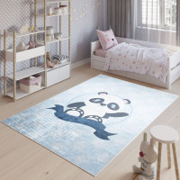 Detský koberec EMMA - Medvedík panda - modrý