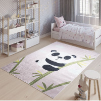 Detský koberček EMMA - Medvedík panda - ružový
