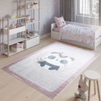 Detský koberček EMMA - Panda indián - ružový