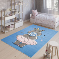 Detský koberček JOLLY Blue - Hrošice s lízatkom