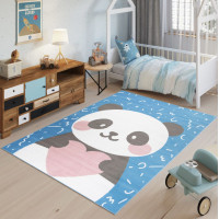 Detský koberček JOLLY Blue - Panda so srdiečkom