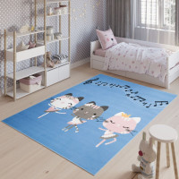 Detský koberec JOLLY Blue - Spievajúce mačičky