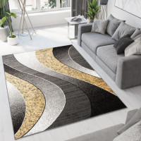 Kusový koberec TAPIS Waves - žltý/sivý