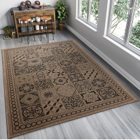 Sisalový PP koberec TILES - hnedý/čierny