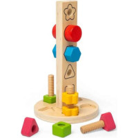 Bigjigs Toys Drevená veža s maticami a skrutkami