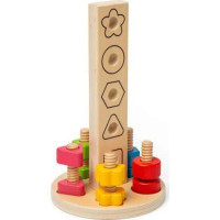 Bigjigs Toys Drevená veža s maticami a skrutkami