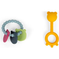 Bigjigs Toys Hrkálka a hryzátko 2 v 1 a hryzací krúžok Medvedík