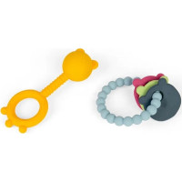 Bigjigs Toys Hrkálka a hryzátko 2 v 1 a hryzací krúžok Medvedík