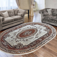 Kusový koberec NOBLE rosette oval - krémový/hnedý