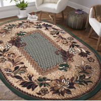 Kusový oválny koberec ALPHA Flower - zelený