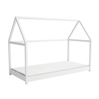 Detská domčeková Montessori posteľ z masívu borovice VERONIKA - 180x80 cm - BIELA