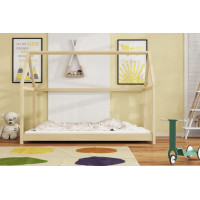 Detská domčeková Montessori posteľ z masívu borovice VERONIKA - 180x80 cm - PRÍRODNÁ BOROVICA