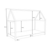 Detská domčeková Montessori posteľ z masívu borovice VERONIKA - 180x80 cm - BIELA