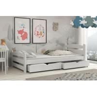 Detská posteľ z masívu borovice MAX so šuplíkmi - 180x80 cm - BIELA