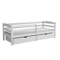 Detská posteľ z masívu borovice MIKULÁŠ so šuplíkmi - 180x80 cm - BIELA