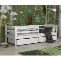 Detská posteľ z masívu borovice MIKULÁŠ so šuplíkmi - 180x80 cm - BIELA