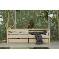 Detská posteľ z masívu borovice MIKULÁŠ so šuplíkmi - 180x80 cm - PRÍRODNÁ BOROVICA